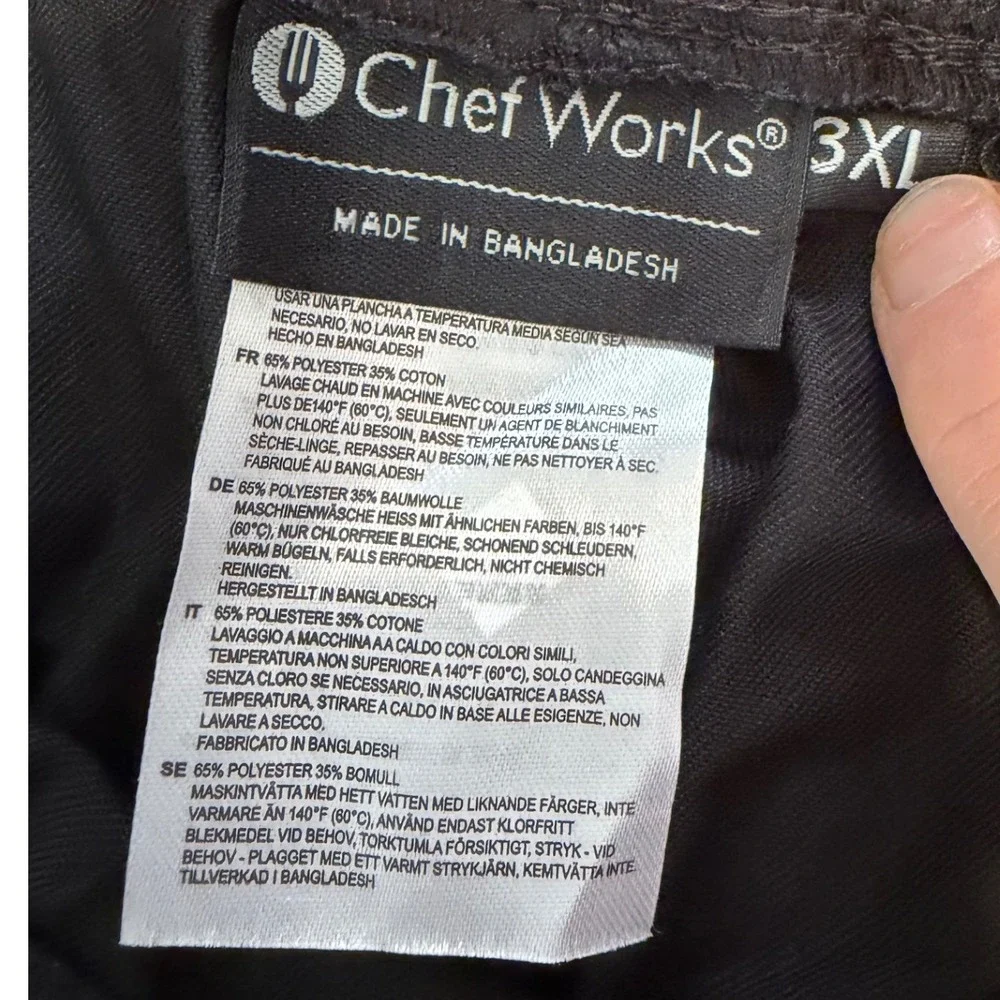 Chef Works Cargo Pants Black 3XL Elastic Drawstring Waist CPWO-BLK-3XL NEW